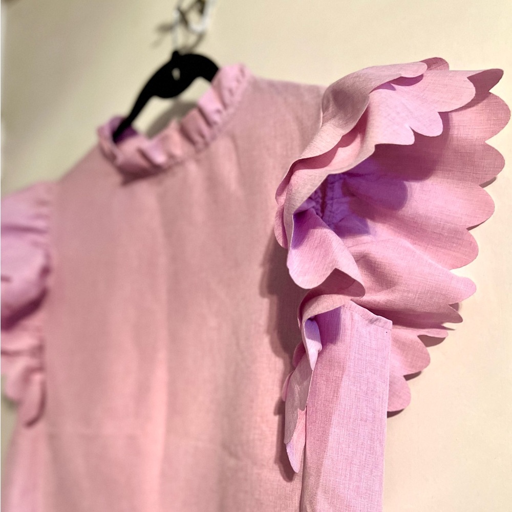 Liam & Co. Pink Ruffle Sleeve Blouse - Picture 3 of 4
